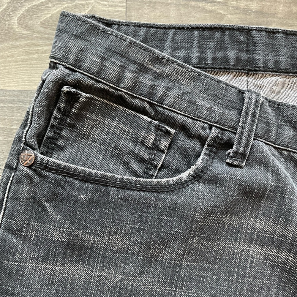 38x34 Akademiks Tailored Fit Jeans Men’s Washed Black Denim Embroidered Pockets - Picture 4 of 12
